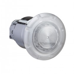 White iluminated mushroom pushbutton head diameter 40, for hole diameter 22, spring return, for integral LED