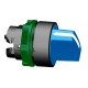 Blue selector switch head diameter 22, 3 positions, spring return