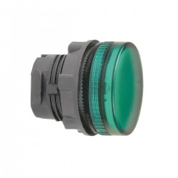 Green pilot light head diameter 22, grooved lens for ba9s bulb