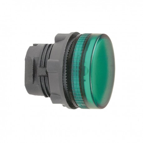 Green pilot light head diameter 22, grooved lens for ba9s bulb