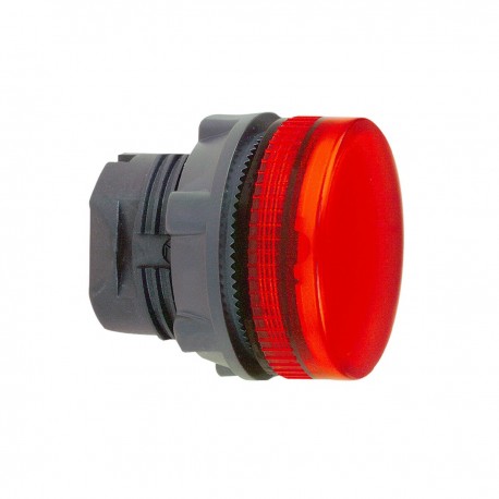 Red pilot light head diameter 22, grooved lens for ba9s bulb