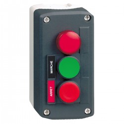 Dark grey station, Green flush, red flush pushbuttons, diameter 22,  and red pilot light