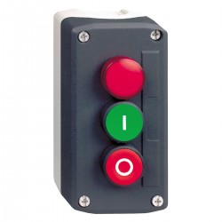 Dark grey station, Green flush, red flush pushbuttons, diameter 22,  and red pilot light