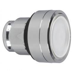 White flush illuminated pushbutton head diameter 22, push-push, for integral LED