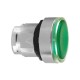 Green flush illuminated pushbutton head diameter 22, push-push, for integral LED