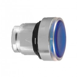 Blue flush illuminated pushbutton head diameter 22, push-push, for integral LED