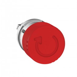 Red emergency switching off pushbutton head diameter 30, for hole 22, trigger and latching turn release