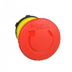 Red emergency switching off pushbutton head diameter 40, for hole 22, trigger and latching turn release