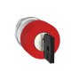 Red emergency switching off pushbutton head diameter 30, for hole 22, trigger and latching key release