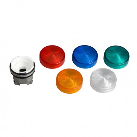 Pilot light head, diameter 22, with 5 colour plain lens for integral LED