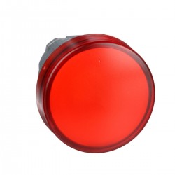 Pilot light head, red, diameter 22, with plain lens for integral LED