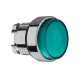 Green projecting illuminated pushbutton head diameter 22, spring return, for integral LED