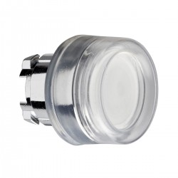 White flush illuminated pushbutton head diameter 22, spring return, for integral LED