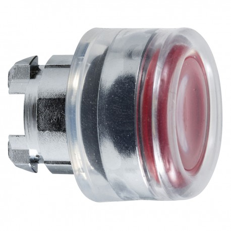 Red flush illuminated pushbutton head diameter 22, spring return, for integral LED