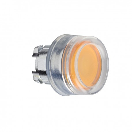 Orange flush illuminated pushbutton head diameter 22, spring return, for integral LED