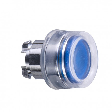 Blue flush illuminated pushbutton head diameter 22, spring return, for integral LED