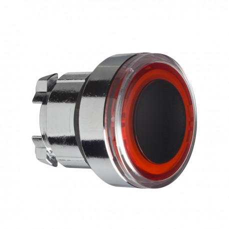 Red flush illuminated pushbutton head diameter 22, spring return for integral LED