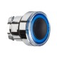 Blue flush illuminated pushbutton head diameter 22, spring return for integral LED