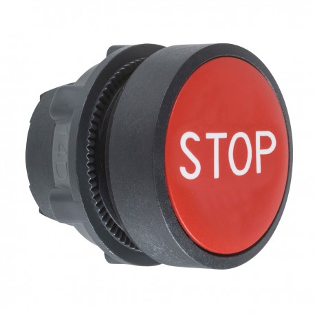 Red flush pushbutton head diameter 22, spring return, STOP