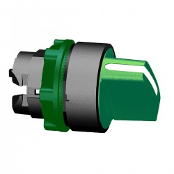 Green selector switch head diameter 22, 3 positions, spring return