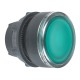 Flush Green illuminated pushbutton head diameter 22, push push, for integral LED