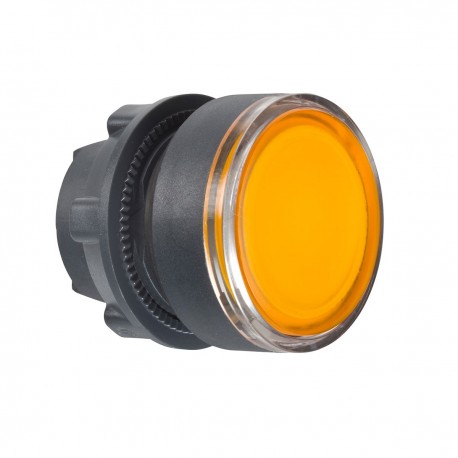 Flush orange illuminated pushbutton head diameter 22, push push, for integral LED