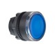 Flush blue illuminated pushbutton head diameter 22 push push, for integral LED