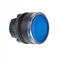 Flush blue illuminated pushbutton head diameter 22 push push, for integral LED