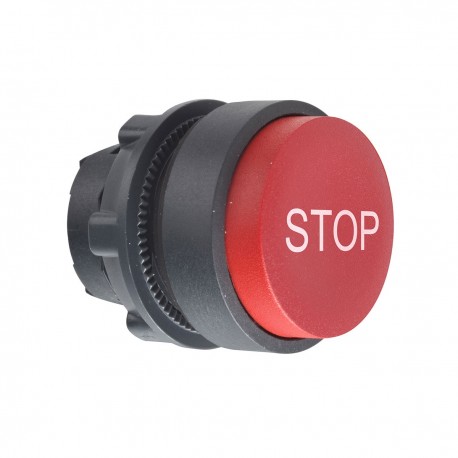 Red projecting pushbutton head diameter 22, spring return, STOP