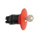 Emergency stop, red switching off head diameter 60 for hole 22, trigger and latching key release