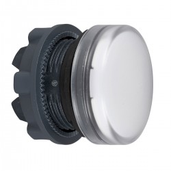 White pilot light head diameter 22, plain lens for integral led