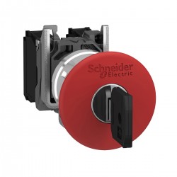 Emergency stop switching off, red, diameter 40 for 22 dimeter hole, latching key release, 1NC