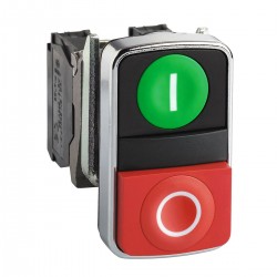 Green flush, red flush double-headed pushbutton promjera 22, with marking