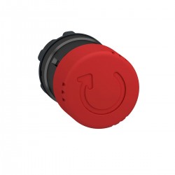 Red emergency switching off pushbutton head diameter 30, for hole 22, trigger and latching turn release