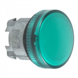 Pilot light head, Green, diameter 22, with plain lens for integral LED