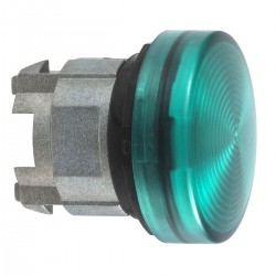 Pilot light head, Green, diameter 22, with grooved lens for integral LED