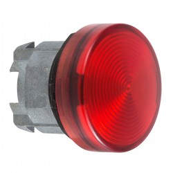 Pilot light head, red, diameter 22, plain lens for integral LED