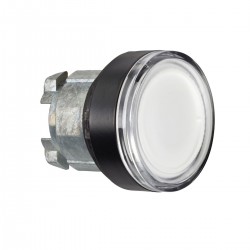 White flush illuminated pushbutton head diameter 22, spring return, for integral LED