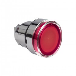 Red flush illuminated pushbutton head diameter 22, spring return, for integral LED