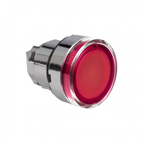 Red flush illuminated pushbutton head diameter 22, spring return, for integral LED