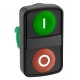 Green flush, red flush double-headed pushbutton, diameter 22, with marking