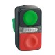 Green flush, red projecting double-headed pushbutton, diameter 22, unmarked