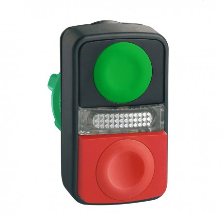 Green flush, red projecting double-headed pushbutton, diameter 22, unmarked