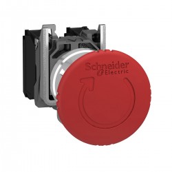 red diameter40 chromium plated metal bezel Emergency stop, switching off diameter22 latching turn release, 1NC and 1NO