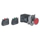 Flush complete illuminated pushbutton, red, diameter 22, spring return, 1NO+1NC, 220...240V