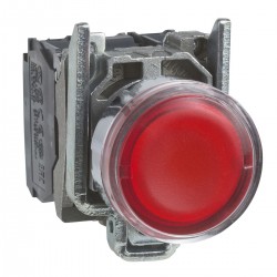 Flush complete illuminated pushbutton, red, diameter 22, spring return, 1NO+1NC, 250V
