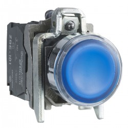 Flush complete illuminated pushbutton, blue, diameter 22, spring return, 1NO+1NC, 24V