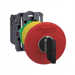 Emergency stop switching off, red, diameter 40 for 22 dimeter hole, trigger latching key release, 1NO and 1NC