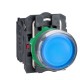 Flush complete illuminated pushbutton, blue, diameter 22, spring return, 1NO, 1NC, 110...120V