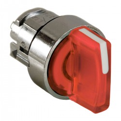 Red illuminated selector switch head diameter 22, 2 positions, stay put